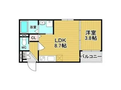 GRAND SUWA(1LDK/2階)の間取り写真