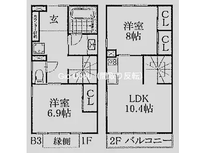 THE ORCHARD YAHATA B棟(2LDK/1階)の間取り写真