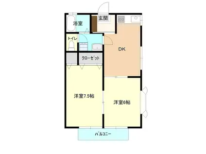 ベルセブン中野(2DK/1階)の間取り写真