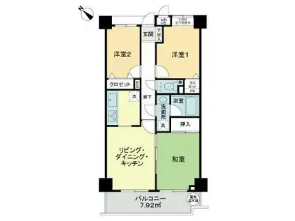 ライオンズマンション草加東(3LDK/3階)の間取り写真