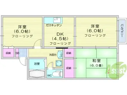 サンライズ館C(3DK/2階)の間取り写真