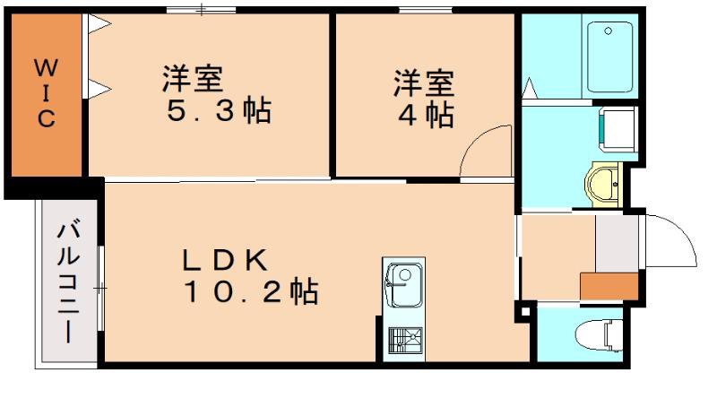 サクラテラス 箱崎宮(2LDK/2階)の間取り写真