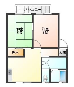 ニューシティ神町1(2DK/1階)の間取り写真
