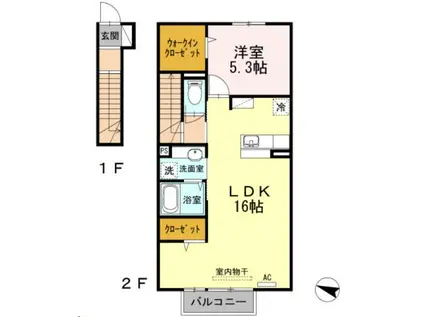 アルカディア(1LDK/2階)の間取り写真