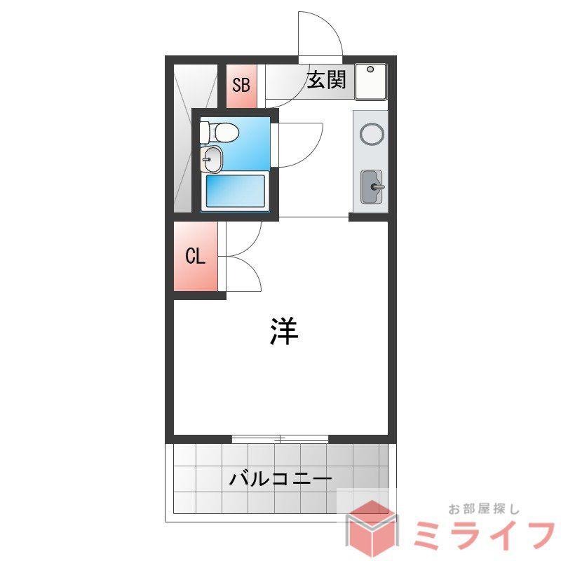 メーベルハイツB(ワンルーム/3階)の間取り写真