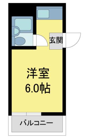 サンコーポユウIII(1K/4階)の間取り写真