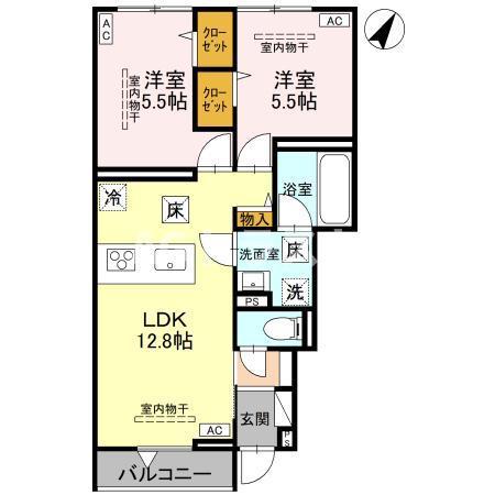 ベルヴィル(2LDK/1階)の間取り写真