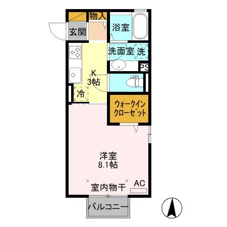 オリビア(1K/2階)の間取り写真