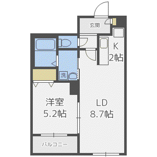 サンシティ平岸(1LDK/5階)の間取り写真