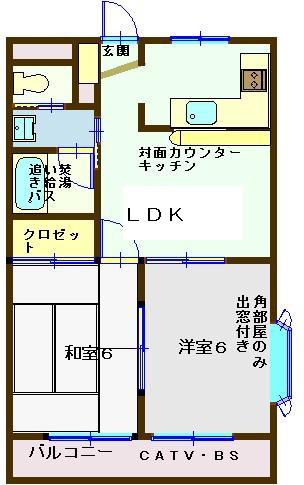 パレススクエアー(2DK/2階)の間取り写真