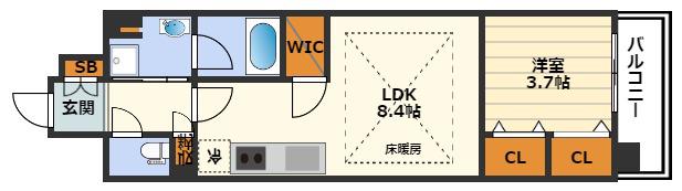 アーバネックス同心II(1LDK/2階)の間取り写真