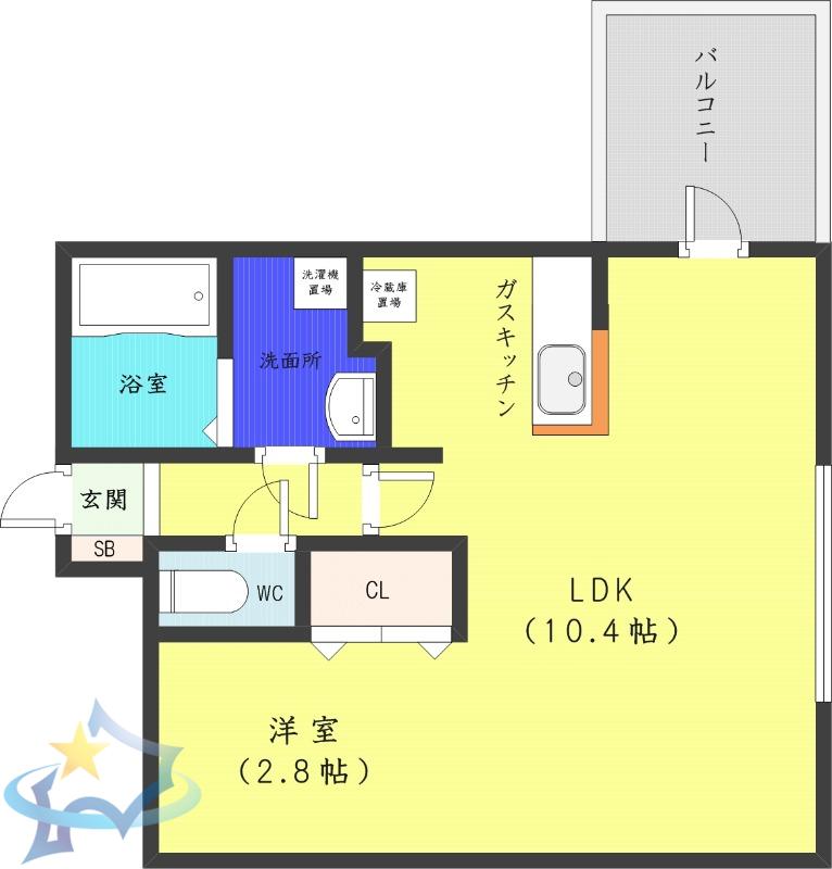 シャイニングドリーム山の手(1LDK/2階)の間取り写真
