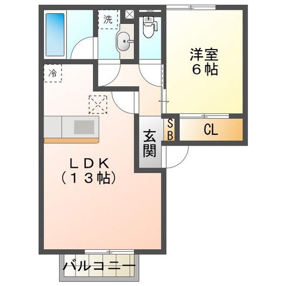 パルミエ III(1LDK/1階)の間取り写真