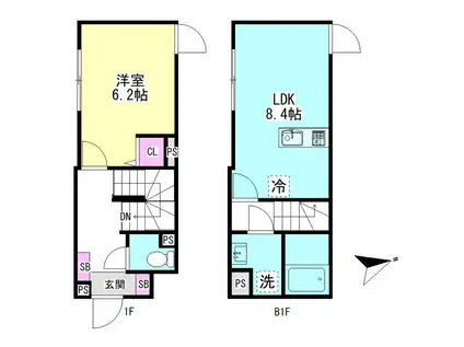 グランファーロ下北沢(1LDK/1階)の間取り写真
