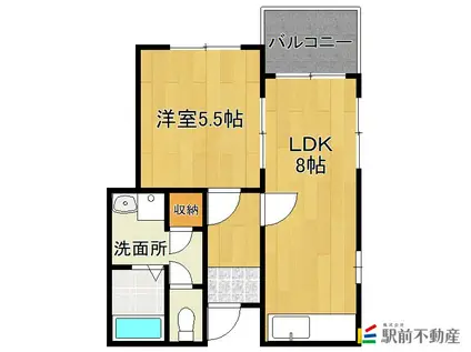 ハイロイヤル鳥栖(1LDK/3階)の間取り写真