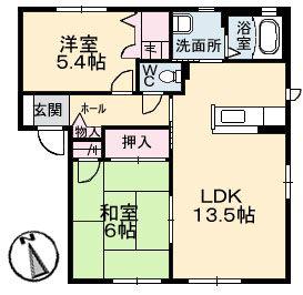 YS EBA C棟(1SLDK/1階)の間取り写真