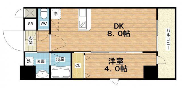 エステムコート大阪福島ルアーナ(1DK/9階)の間取り写真