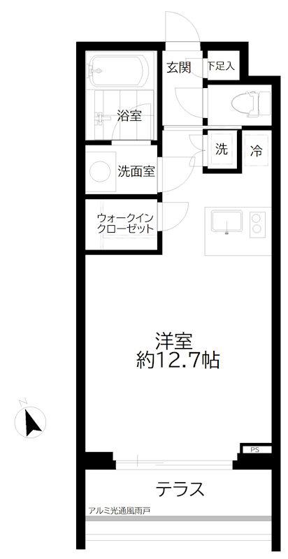 ディナック吉祥寺(ワンルーム/1階)の間取り写真