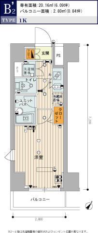 スカイコート北品川(1K/9階)の間取り写真