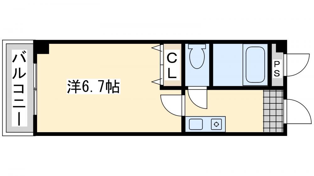スカイハイツ折尾(1K/2階)の間取り写真