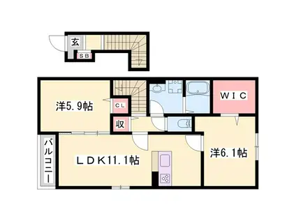 PEPPY・II(2LDK/2階)の間取り写真