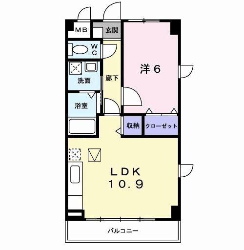 スカイマンション(1LDK/1階)の間取り写真