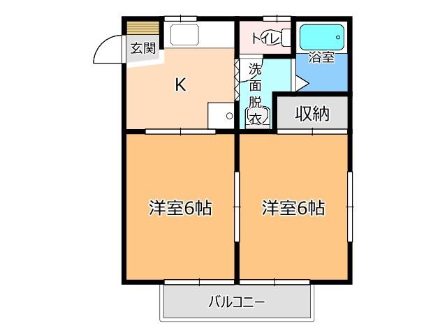 コーポメモワール(2DK/2階)の間取り写真