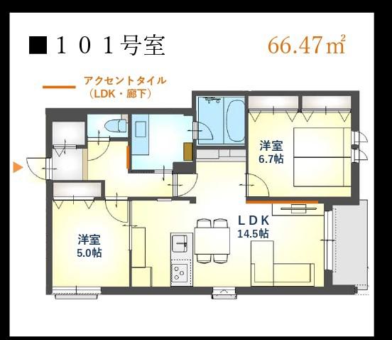 ST西田辺 LOULOU(2LDK/1階)の間取り写真