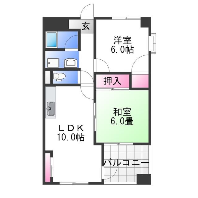 ドミール和泉府中(2LDK/3階)の間取り写真