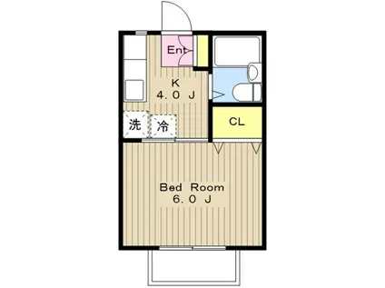 グリーンハイツII(1K/2階)の間取り写真