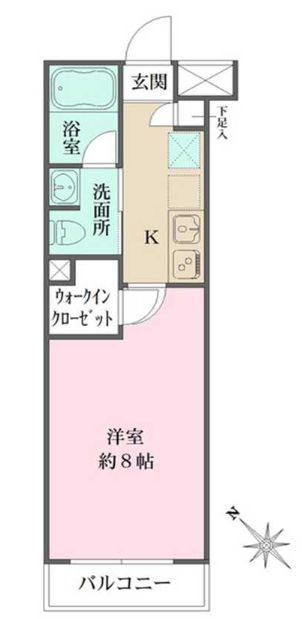 ベルフェリーク西小山(1K/2階)の間取り写真
