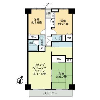 ビューハイツ高山(3LDK/5階)の間取り写真