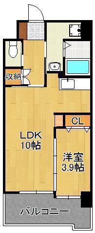 プリーモ天神(1LDK/3階)の間取り写真