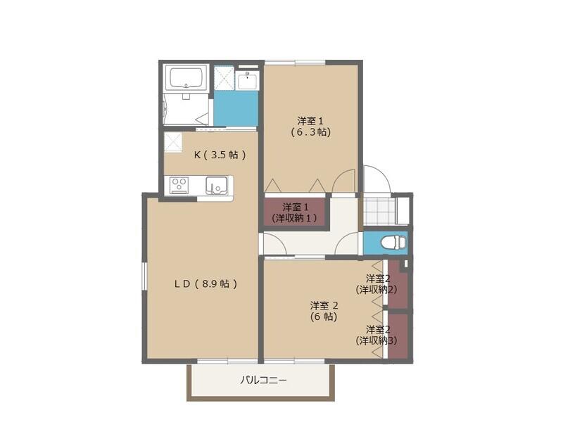 グリーンヒルズ C(2LDK/2階)の間取り写真