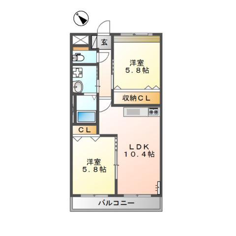 エクセレント桜マンション(2LDK/3階)の間取り写真