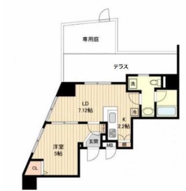 カインドステージ高輪台(1LDK/1階)の間取り写真