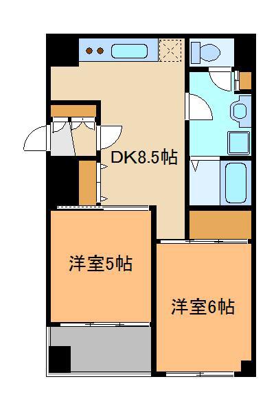 ニューライフ西早稲田(2DK/3階)の間取り写真