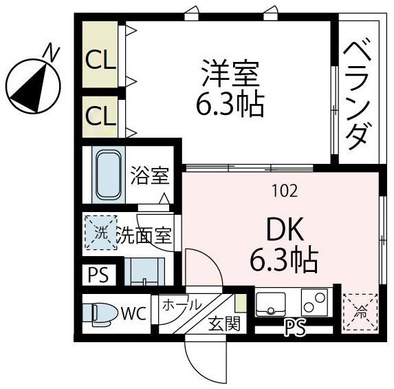ユアメゾン弘明寺町(1DK/1階)の間取り写真