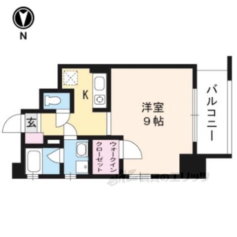 ハーモニアス西大路(1K/3階)の間取り写真