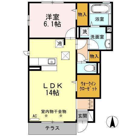 フィオーレ A(1LDK/1階)の間取り写真