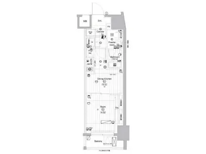 PREMIUM CUBE 亀戸(1DK/13階)の間取り写真