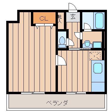 フェリースI(1DK/3階)の間取り写真