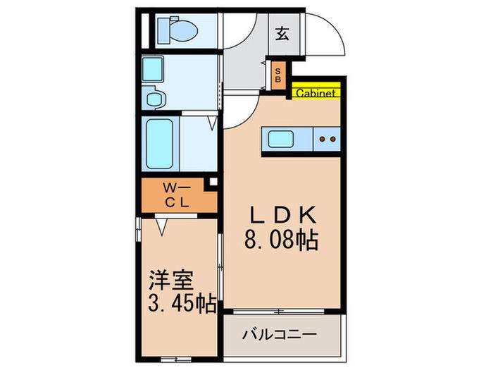 リアンレガーロ桜並木(1LDK/4階)の間取り写真
