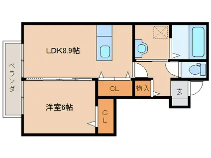 ガレンド吉尾(1LDK/1階)の間取り写真