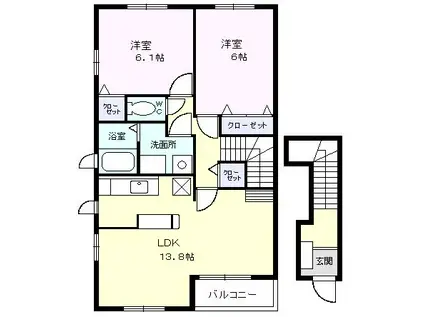 フルール(2LDK/2階)の間取り写真