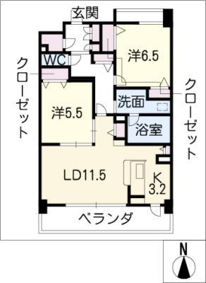 ANGEL VILLA(2LDK/2階)の間取り写真
