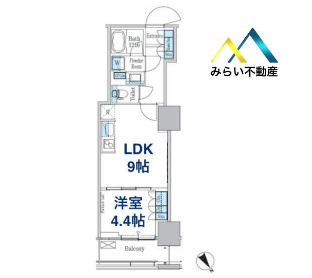 パークアクシス横濱関内SQUARE(1LDK/12階)の間取り写真