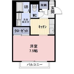 ウィング(1K/2階)の間取り写真
