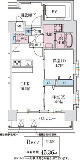 スプランディッド玉造DUE(2LDK/8階)の間取り写真