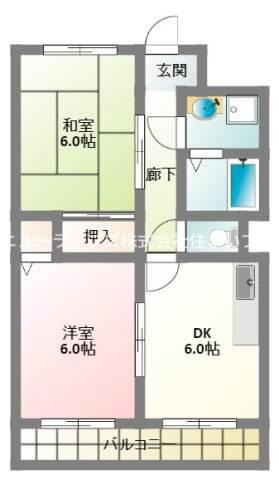 エムプラザ楠根壱番館(2DK/5階)の間取り写真